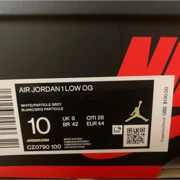 Nike Air Jordan 1 Retro Low OG White Neutral Grey CZ0790-100 Men's Size 10 - Picture 7 of 7